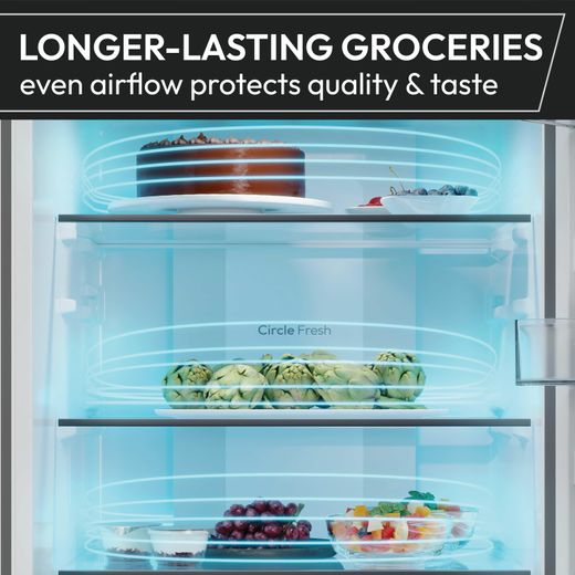 Hoover H-COMBI 300 60/40 Total No Frost Fridge Freezer - Stainless Steel Effect - Annotation - Circle Fresh